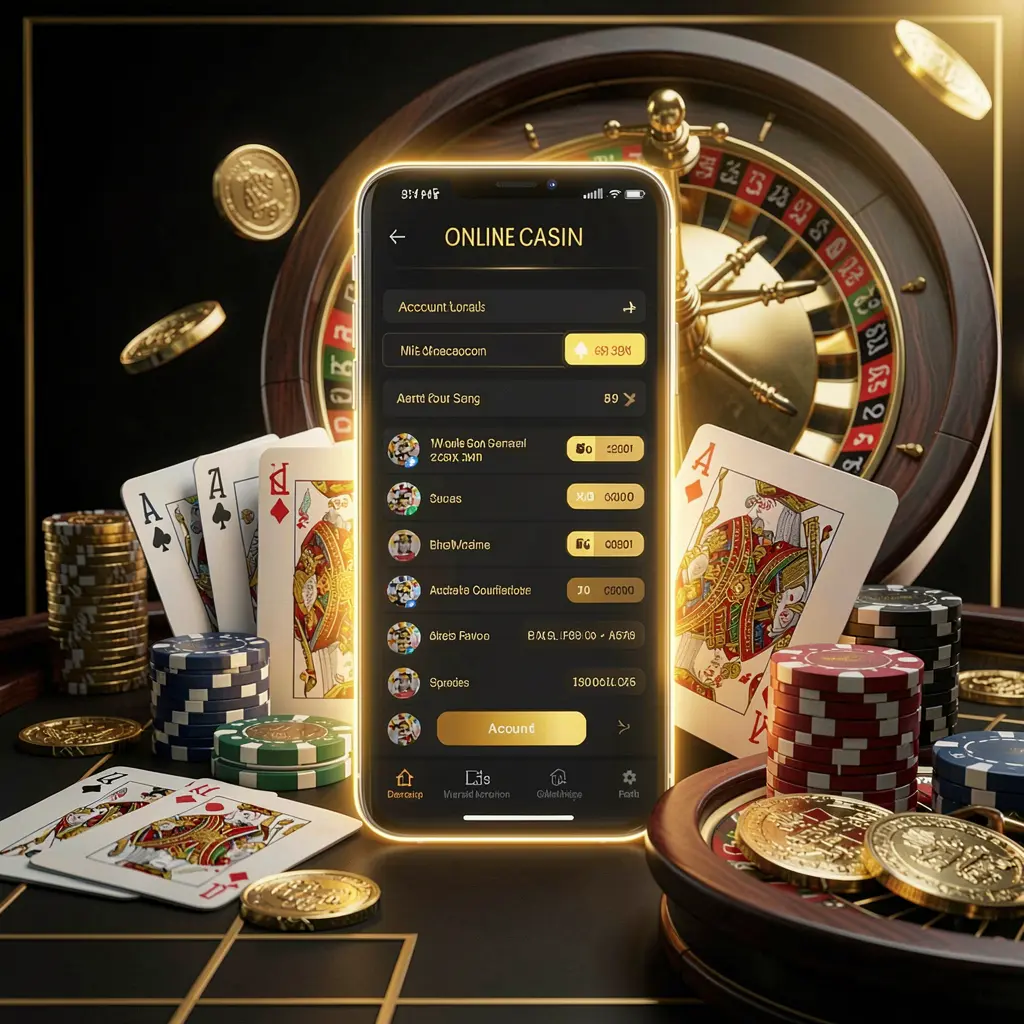 PI787 online casino account portal visual featuring a glowing smartphone, premium cards, chips, roulette wheel, and coins against a black and gold background with cinematic lighting in a realistic 3D render PI787 online casino account portal visual featuring a glowing smartphone, premium cards, chips, roulette wheel, and coins against a black and gold background with cinematic lighting in a realistic 3D render